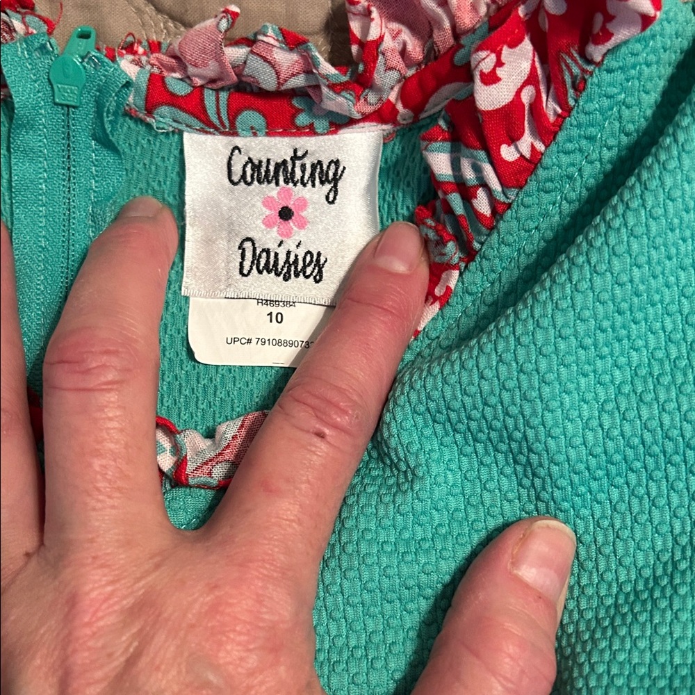 Counting Daisies Kids Christmasy Casual Dress - Teal/Red/White